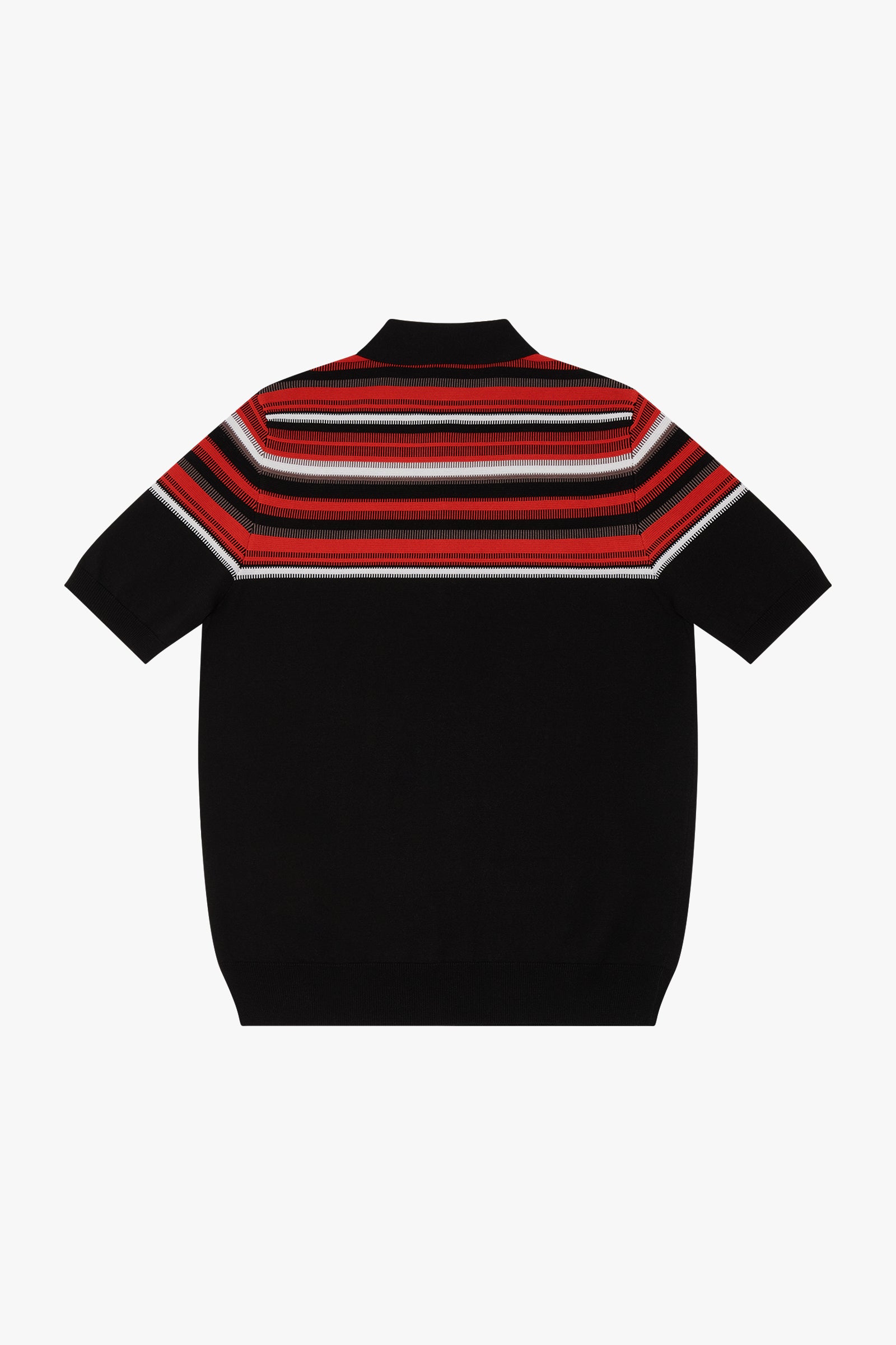 Polo à bandes en soie - Noir & Rouge