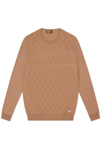 Pull à motif géométrique en soie mélangée - Camel