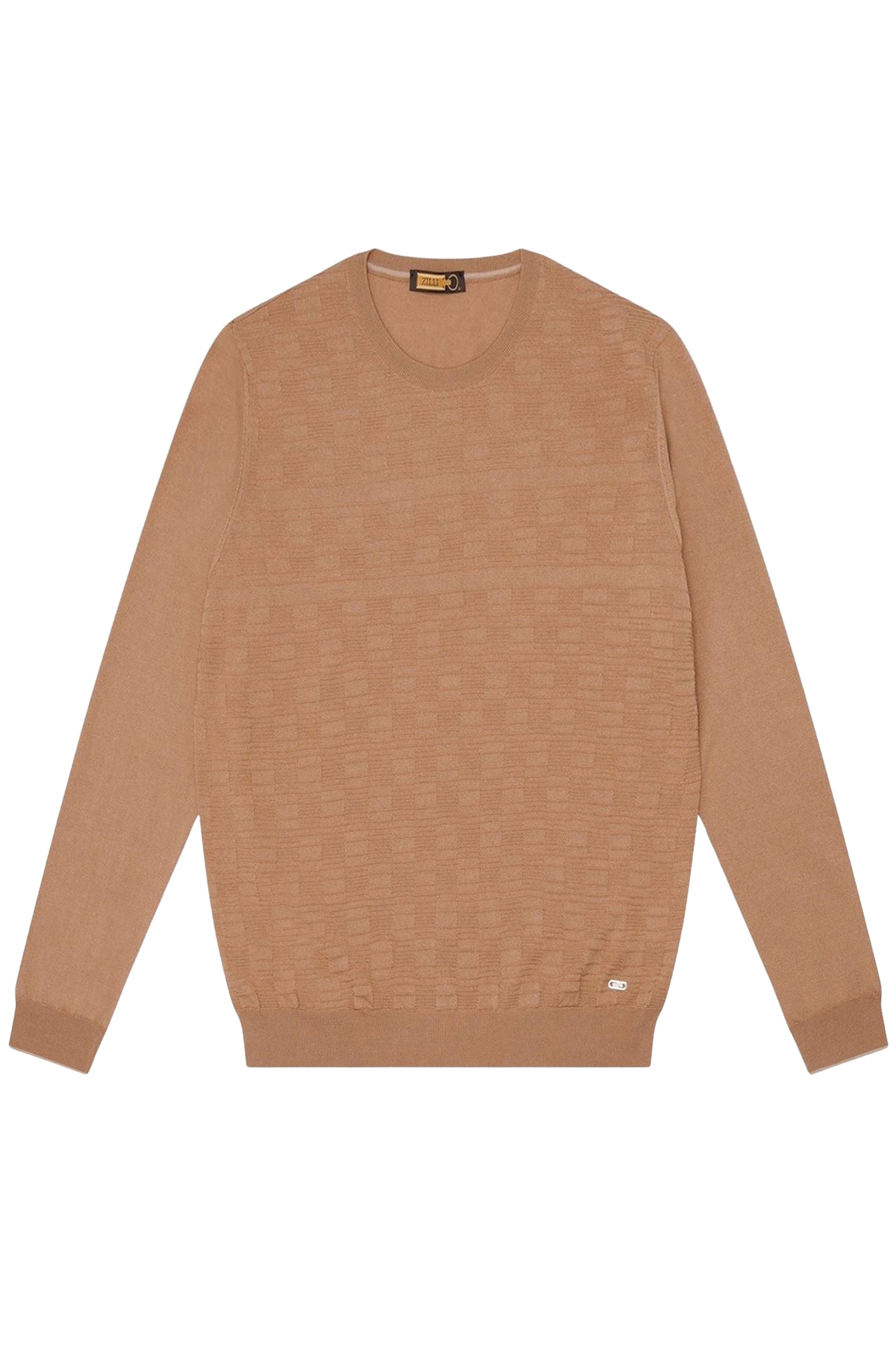 Pull à motif géométrique en soie mélangée - Camel