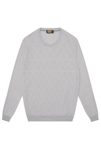 Pull à motif texturé en soie mélangée - Gris