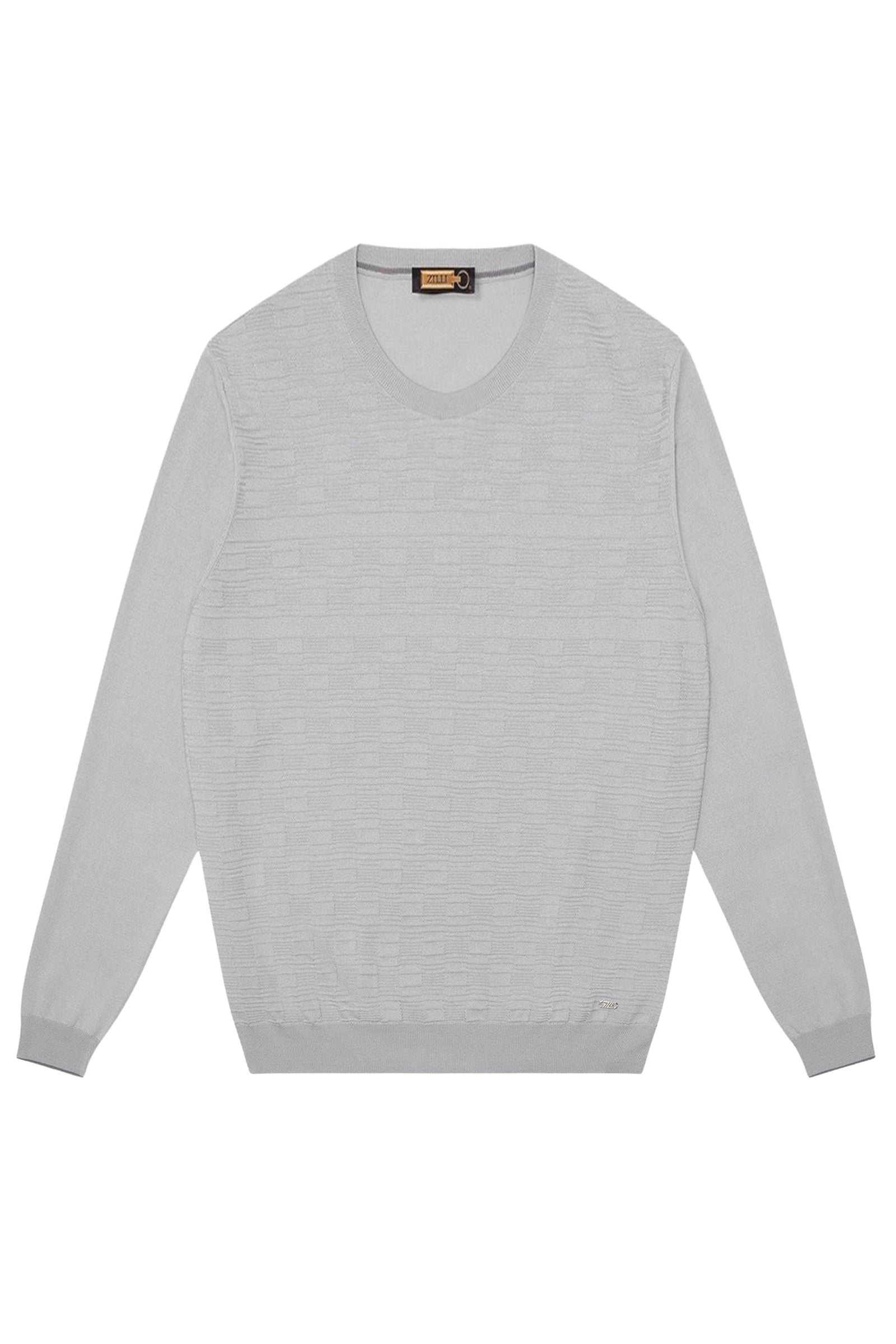 Pull à motif texturé en soie mélangée - Gris