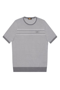 Pull à bandes en soie mélangée - Gris