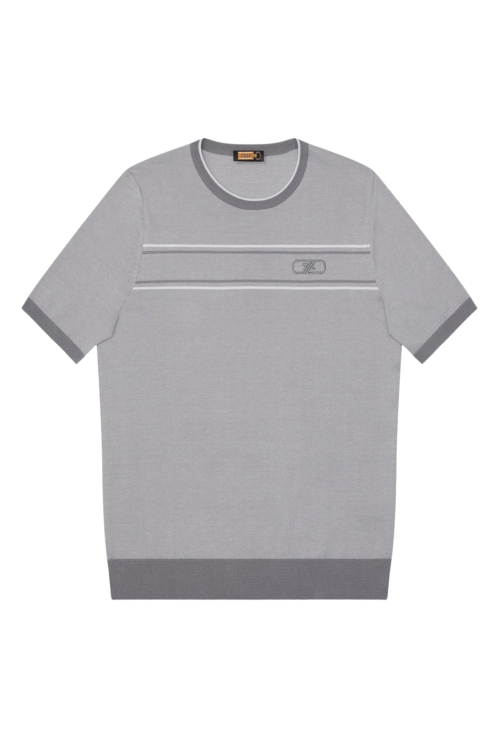 Pull à bandes en soie mélangée - Gris