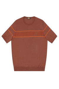 Striped silk blend jumper - Brown & Orange