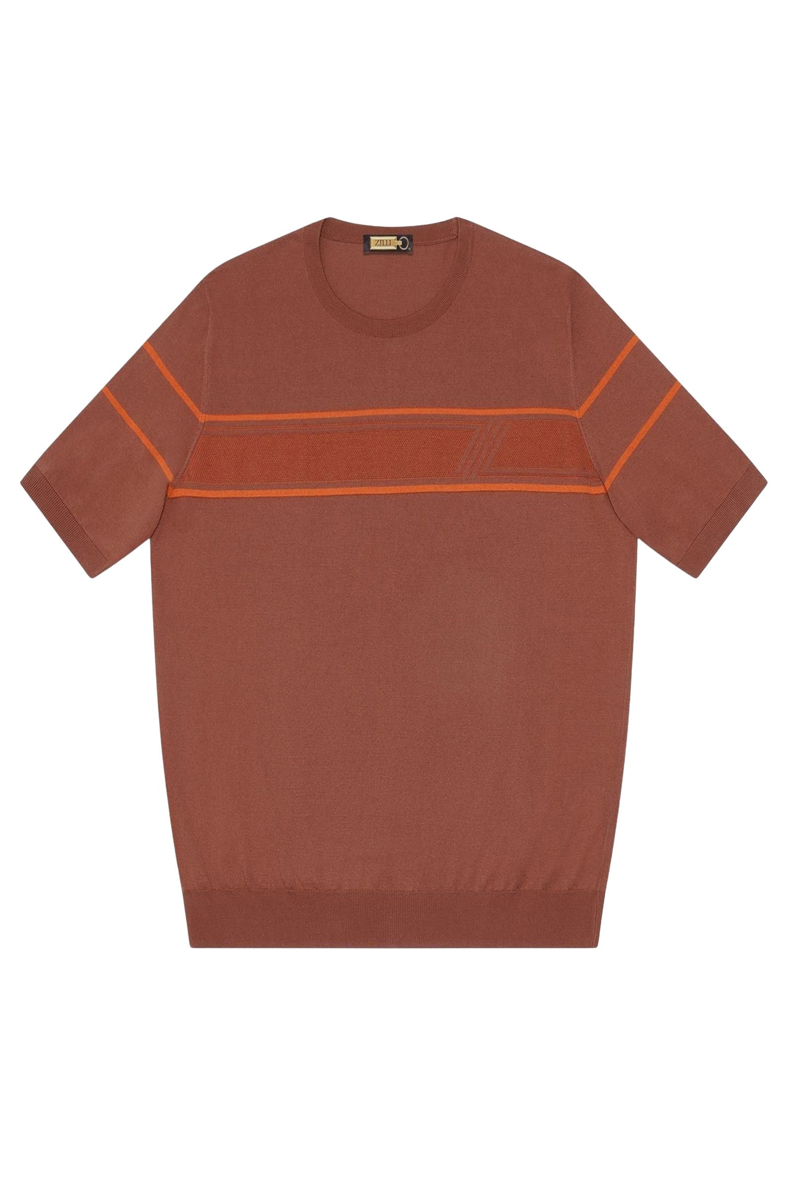 Striped silk blend jumper - Brown & Orange