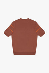 Striped silk blend jumper - Brown & Orange