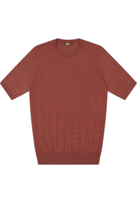T-shirt à motif géométrique en soie mélangée - Orange