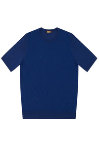 Tricot à motif géométrique en soie mélangée - Bleu
