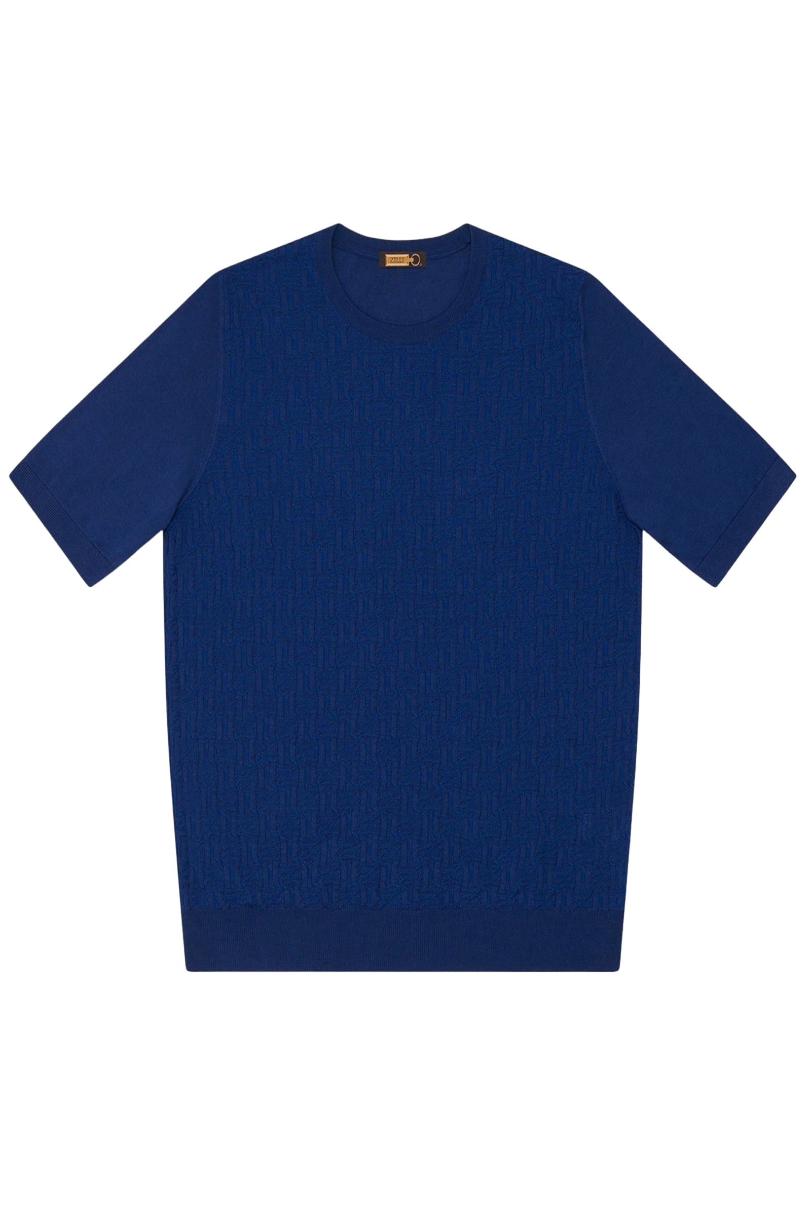 Tricot à motif géométrique en soie mélangée - Bleu
