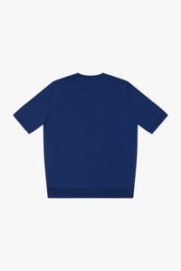 Tricot à motif géométrique en soie mélangée - Bleu