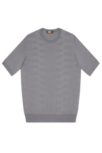 T-shirt à motif géométrique en soie mélangée - Gris