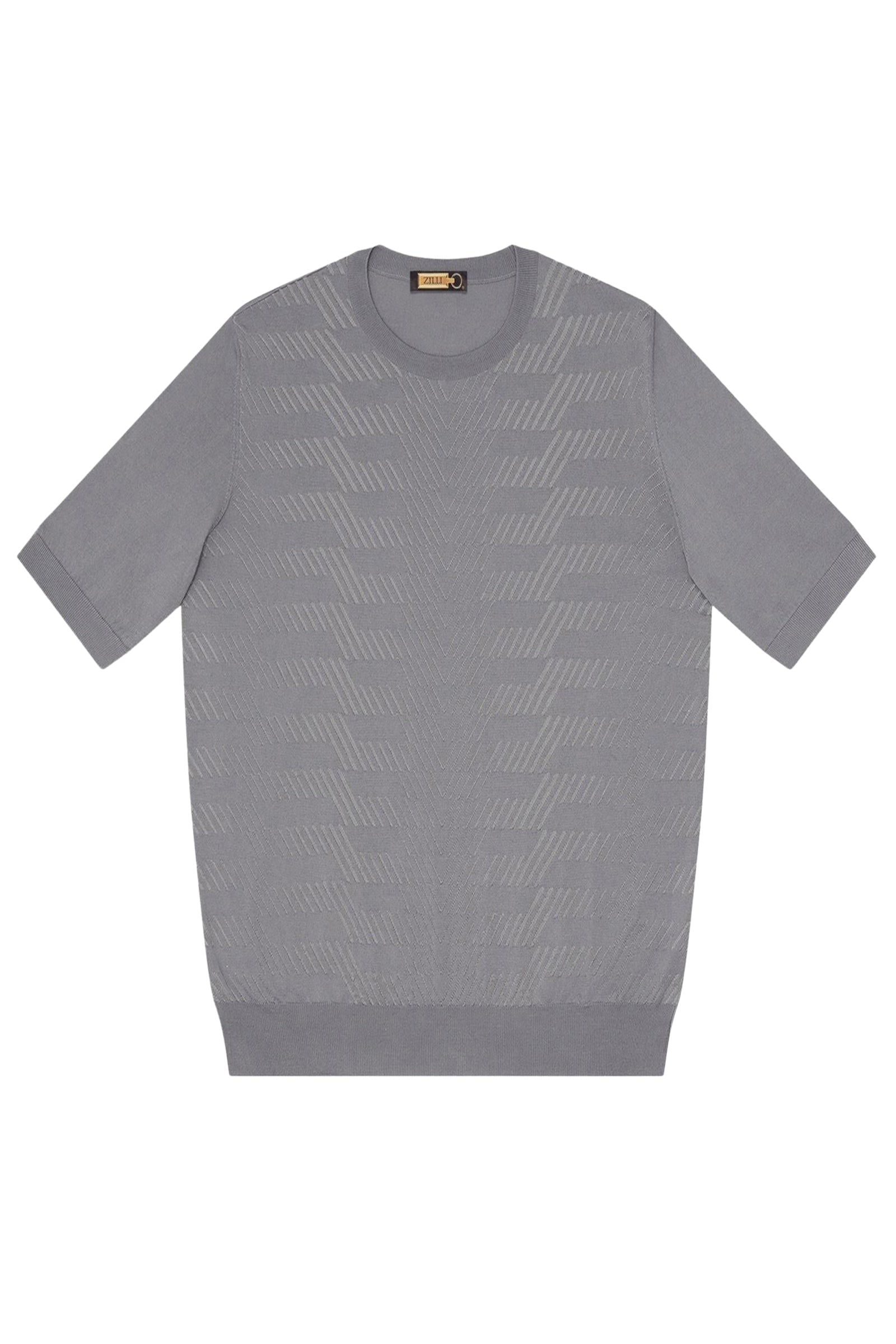 T-shirt à motif géométrique en soie mélangée - Gris