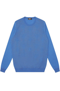 Pull à rayures texturées en soie mélangée - Bleu