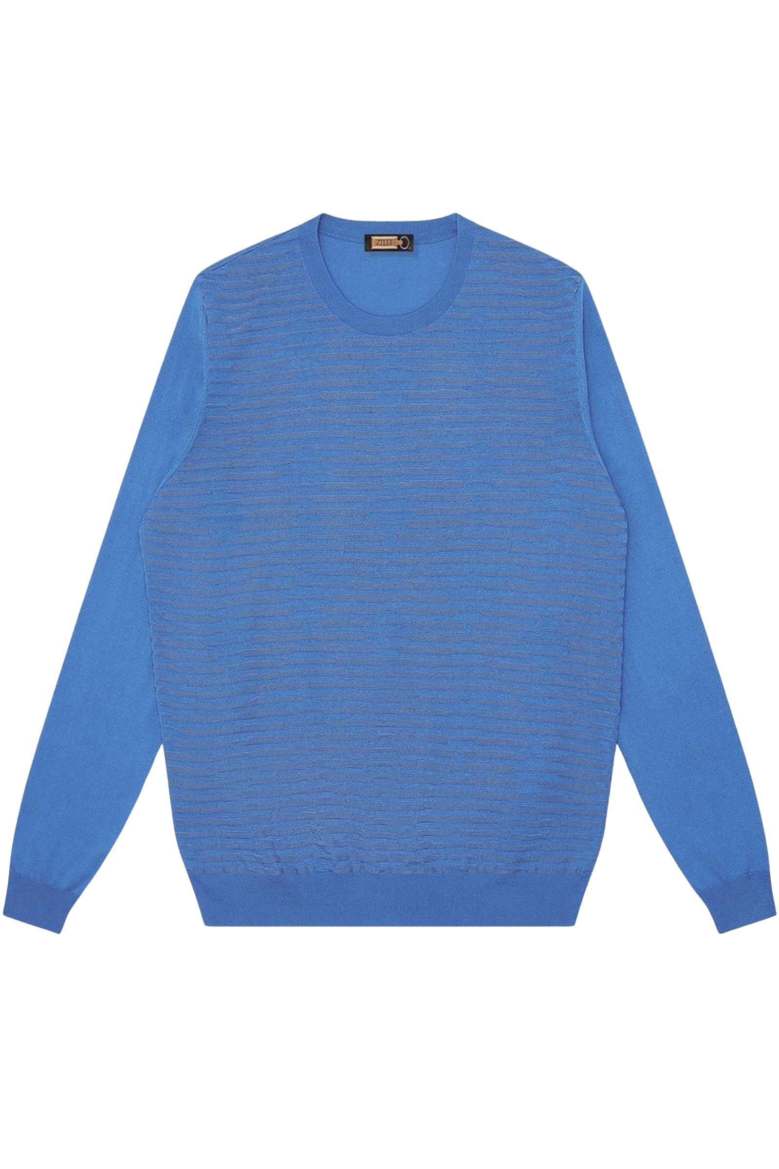 Pull à rayures texturées en soie mélangée - Bleu