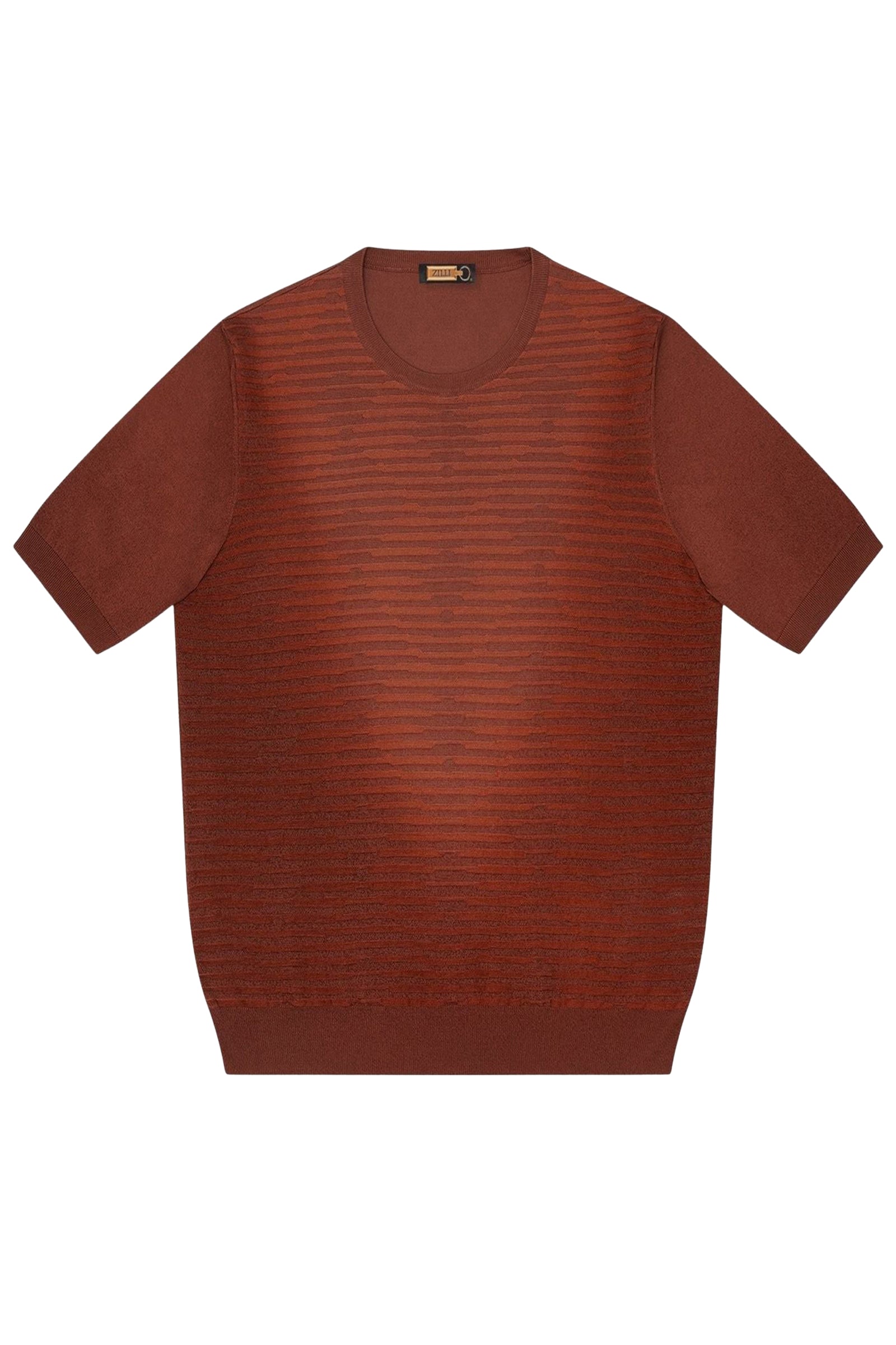 Pull à motif rayé en soie mélangée - Marron & Orange