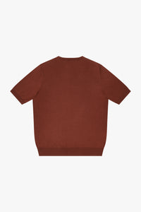 Pull à motif rayé en soie mélangée - Marron & Orange