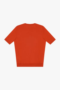 T-shirt à motif maille côtelée en soie - Orange