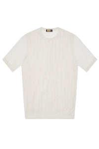 T-shirt à motif texturé en soie - Écru