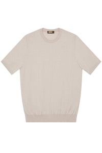 Pull à motif texturé en soie mélangée - Beige