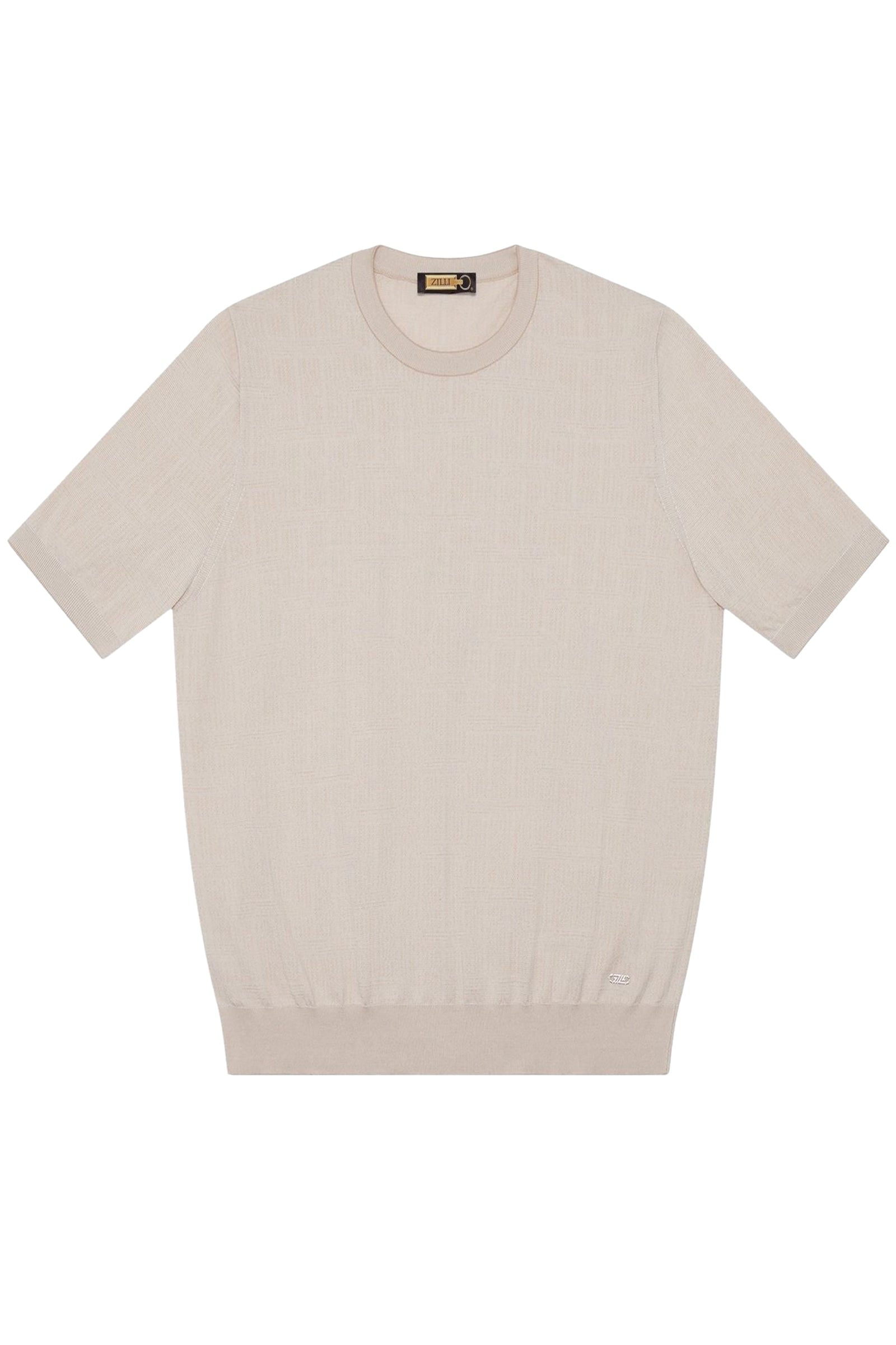 Pull à motif texturé en soie mélangée - Beige