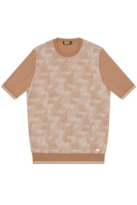 Geometric silk blend jumper - Camel