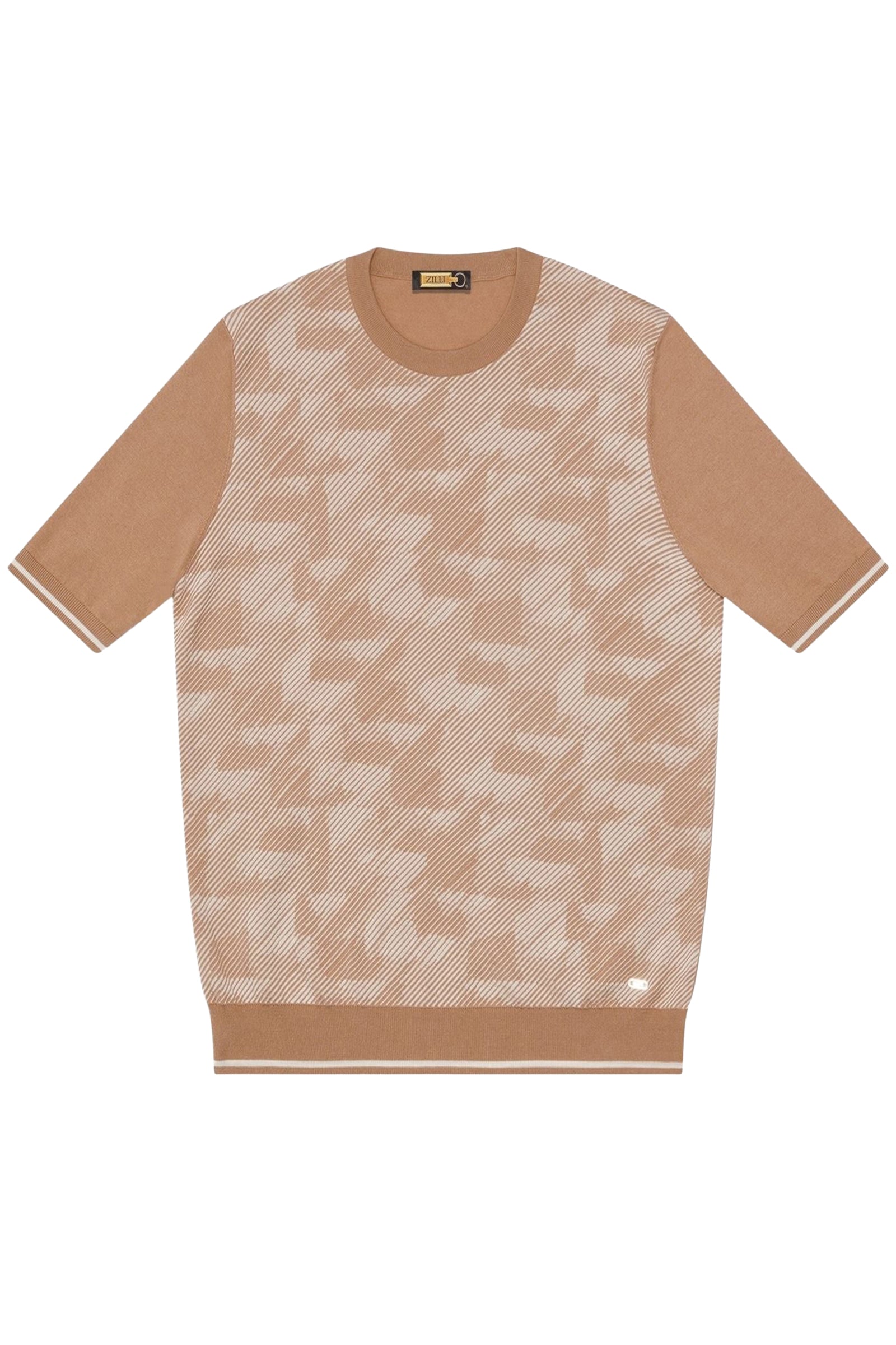 Geometric silk blend jumper - Camel