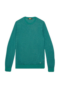 Pull chiné en soie et cachemire - Vert