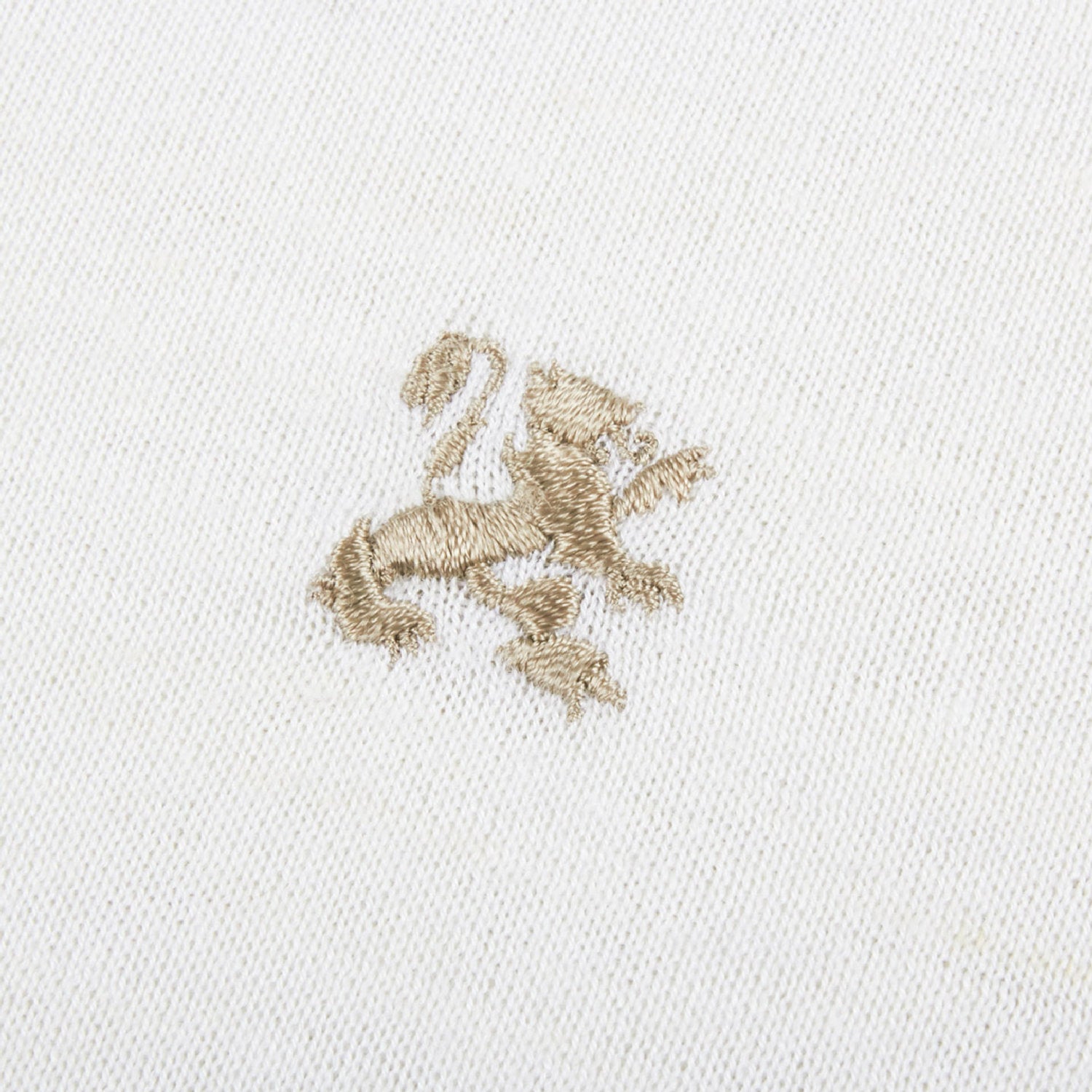 T-shirt à logo brodé en soie - Blanc & Beige