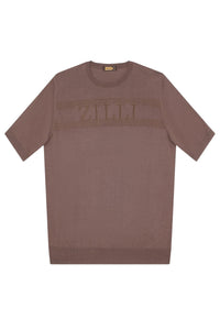 T-shirt avec logo en soie - Marron