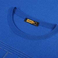 T-shirt logo texturé en soie mélangée - Bleu Royal