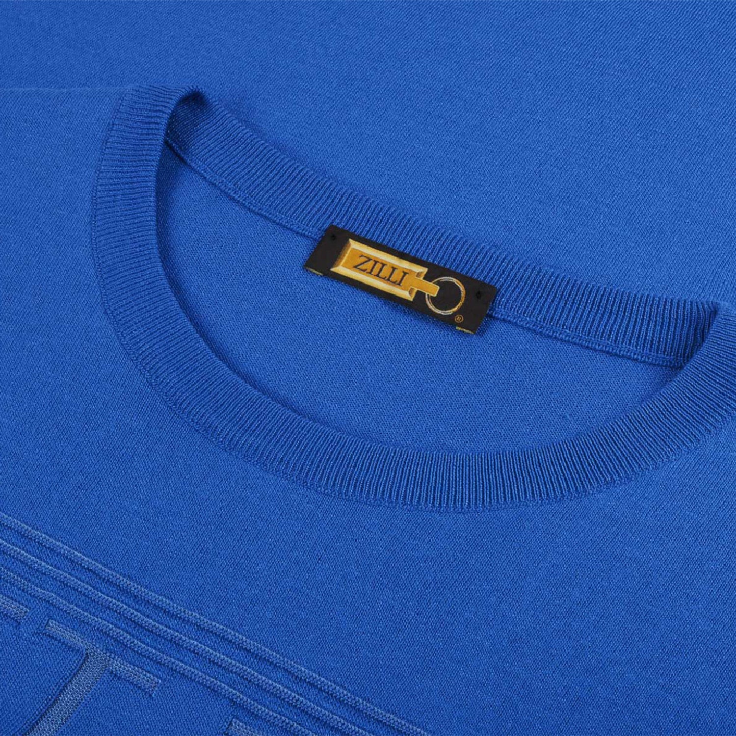 T-shirt logo texturé en soie mélangée - Bleu Royal