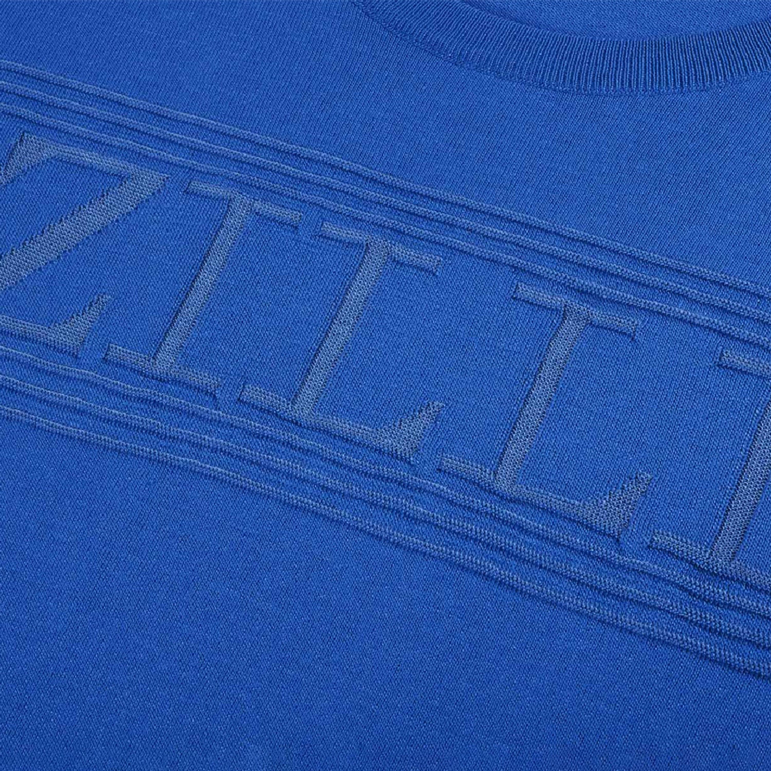 T-shirt logo texturé en soie mélangée - Bleu Royal