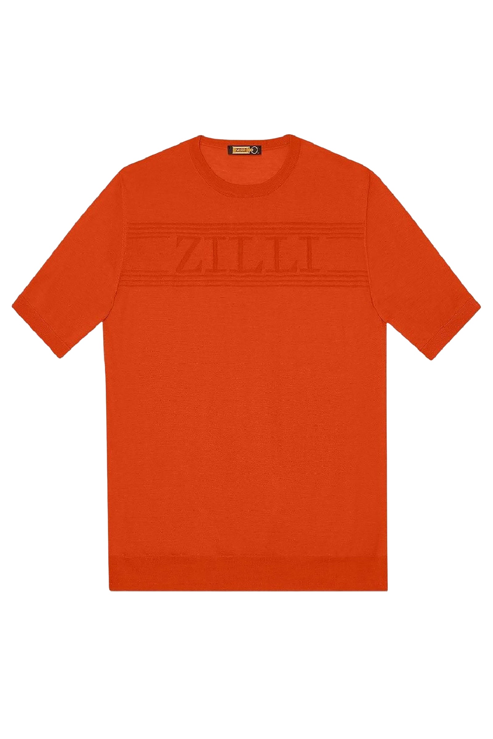 T-shirt with silk blend lettering - Orange