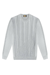 Pull à motifs torsadés et plaque métallique en soie mélangée - Gris