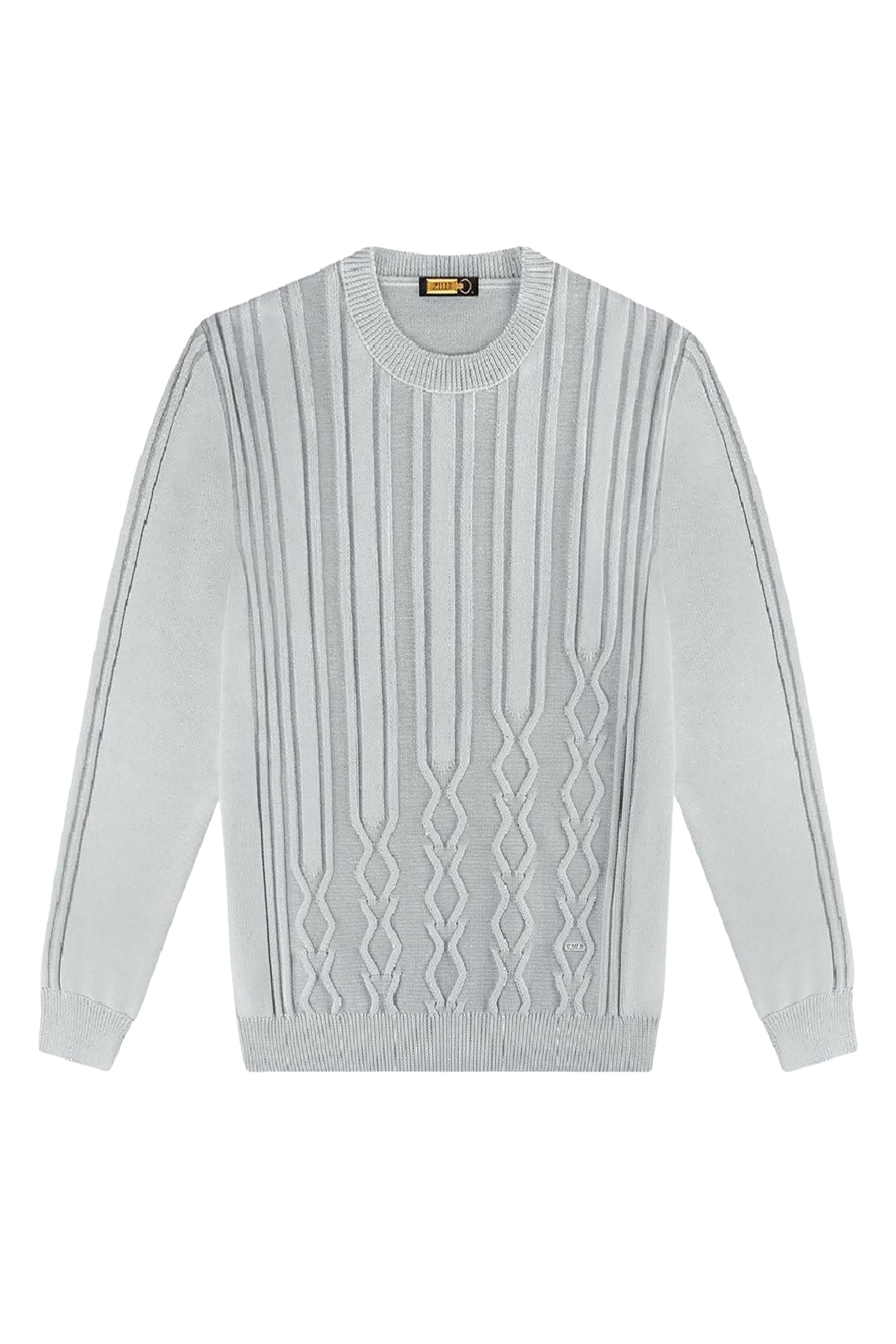 Pull à motifs torsadés et plaque métallique en soie mélangée - Gris