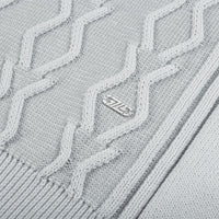 Pull à motifs torsadés et plaque métallique en soie mélangée - Gris