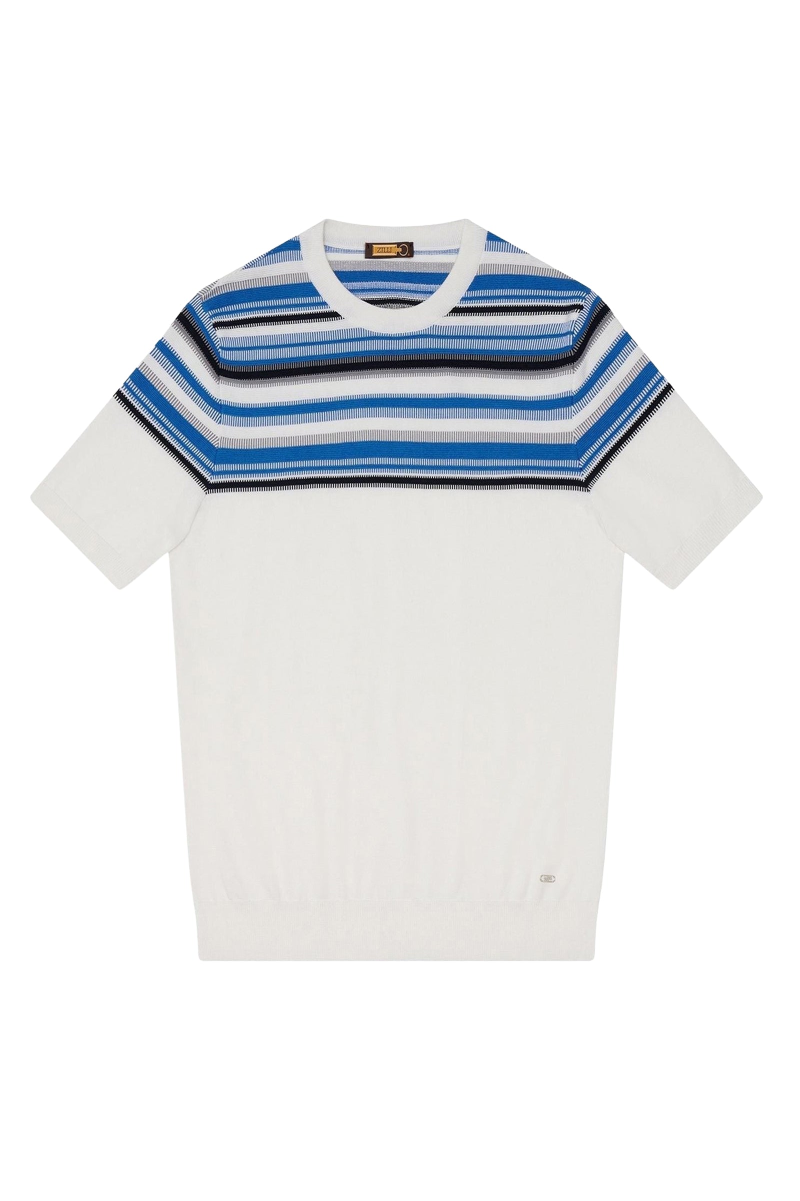 Pull à rayures en soie mélangée - Blanc