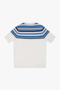 Pull à rayures en soie mélangée - Blanc