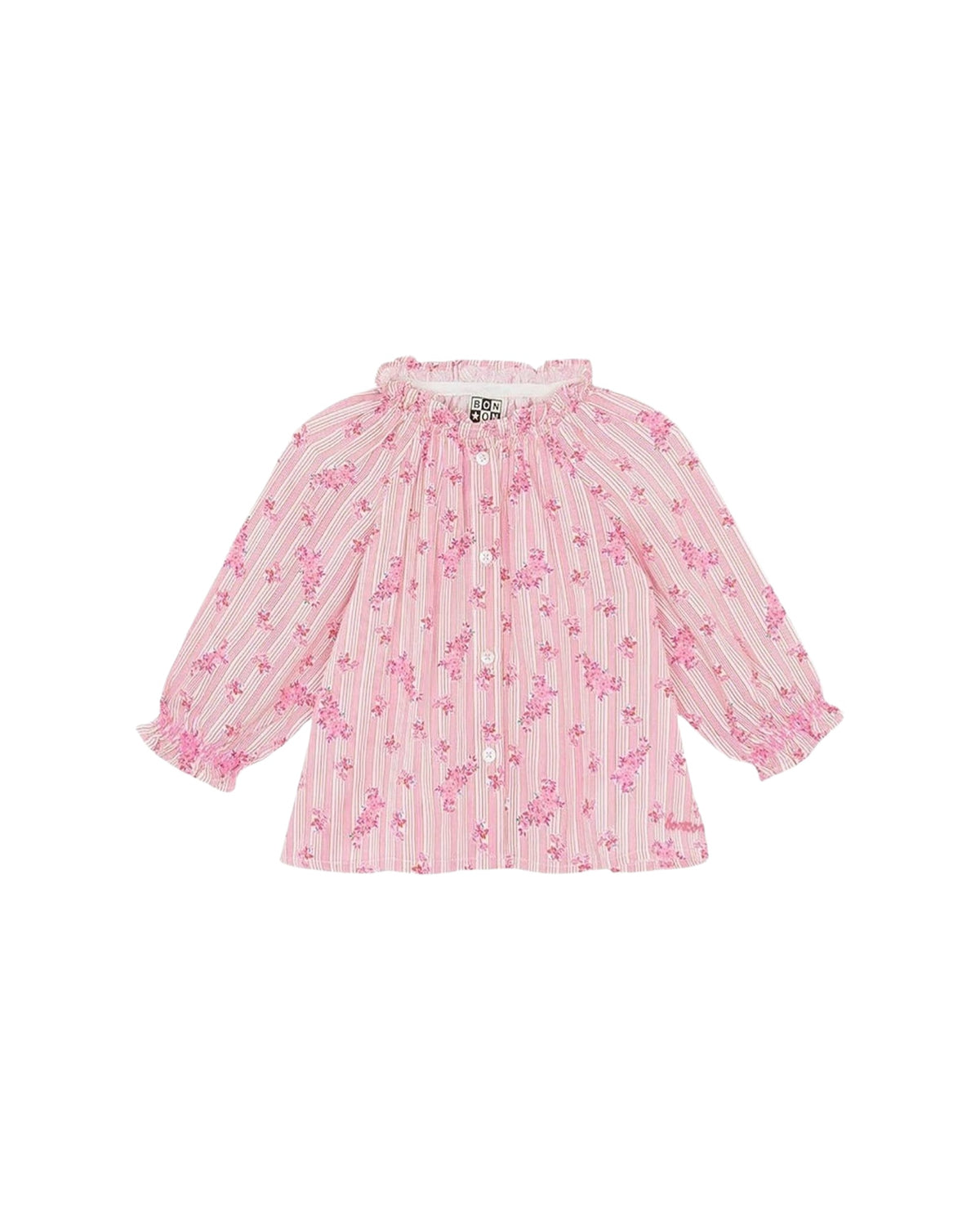 Reina Blouse - Striped Bouquet Print