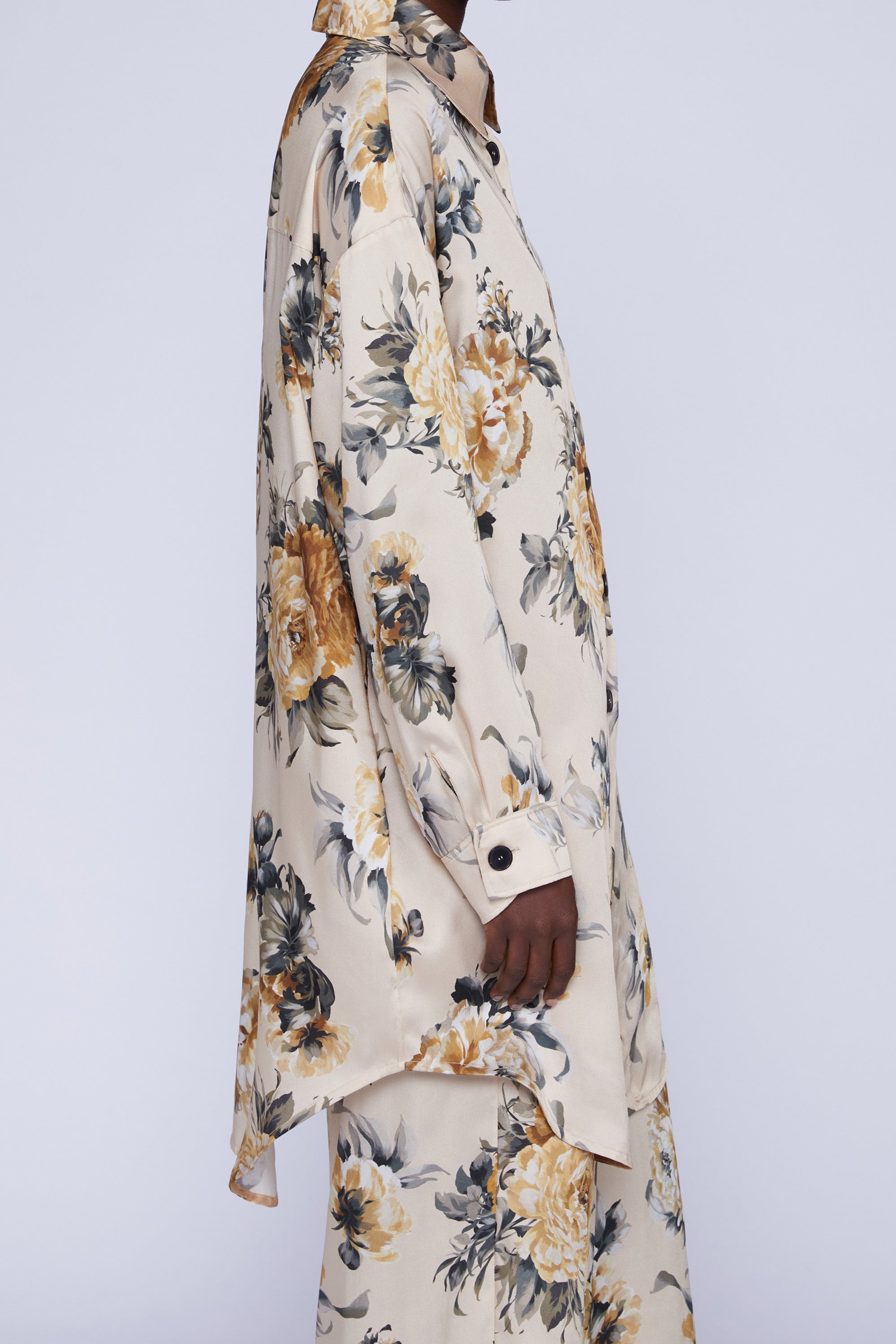 Chemise manches longues avec boutons en soie - Crema Fantasia
