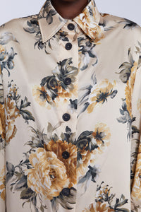 Chemise manches longues avec boutons en soie - Crema Fantasia