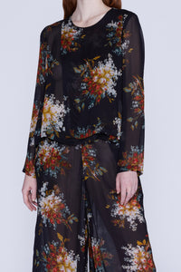 BLOUSE EN CHIFFON MANCHES LONGUES