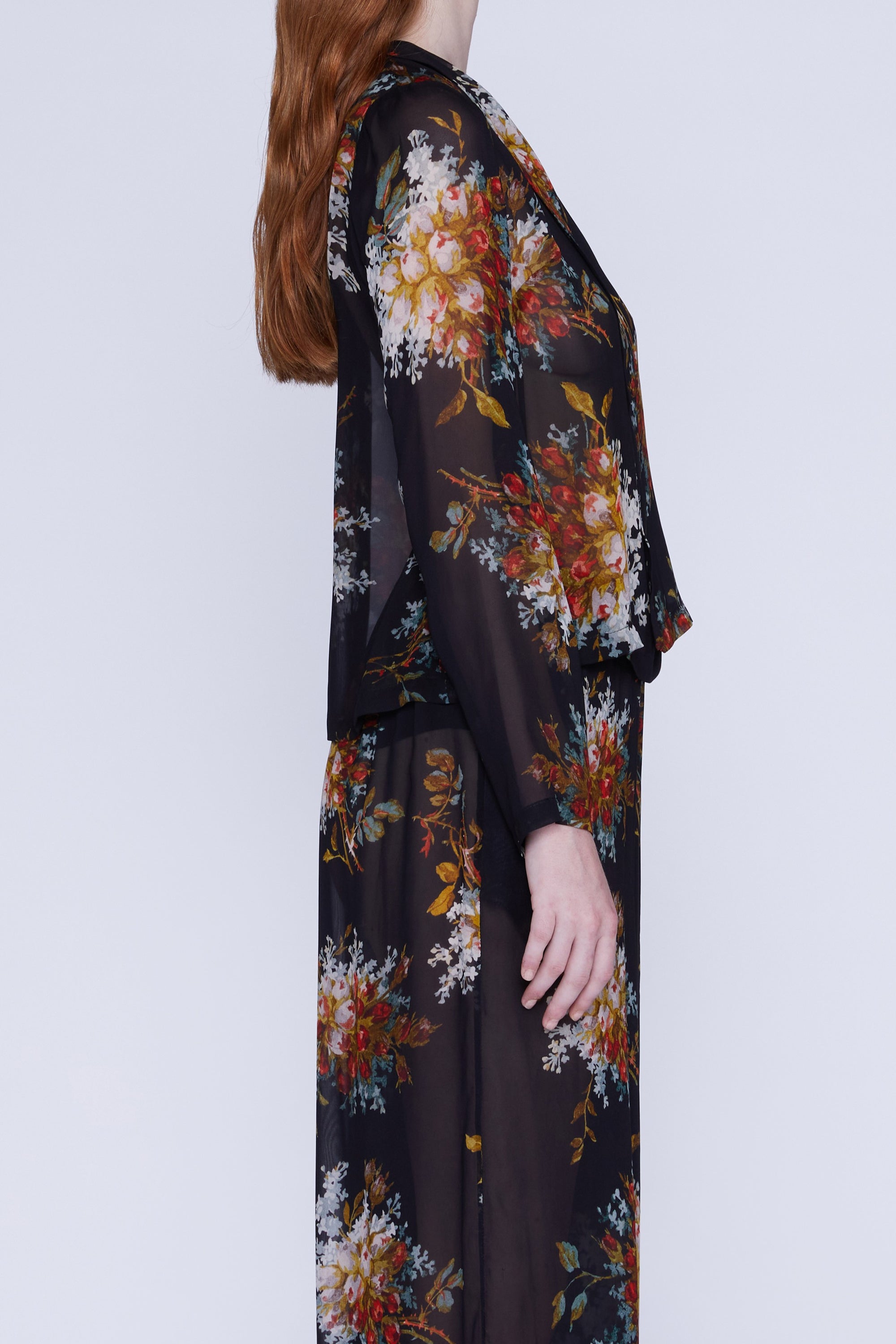 BLOUSE EN CHIFFON MANCHES LONGUES