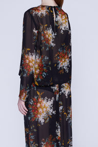 BLOUSE EN CHIFFON MANCHES LONGUES