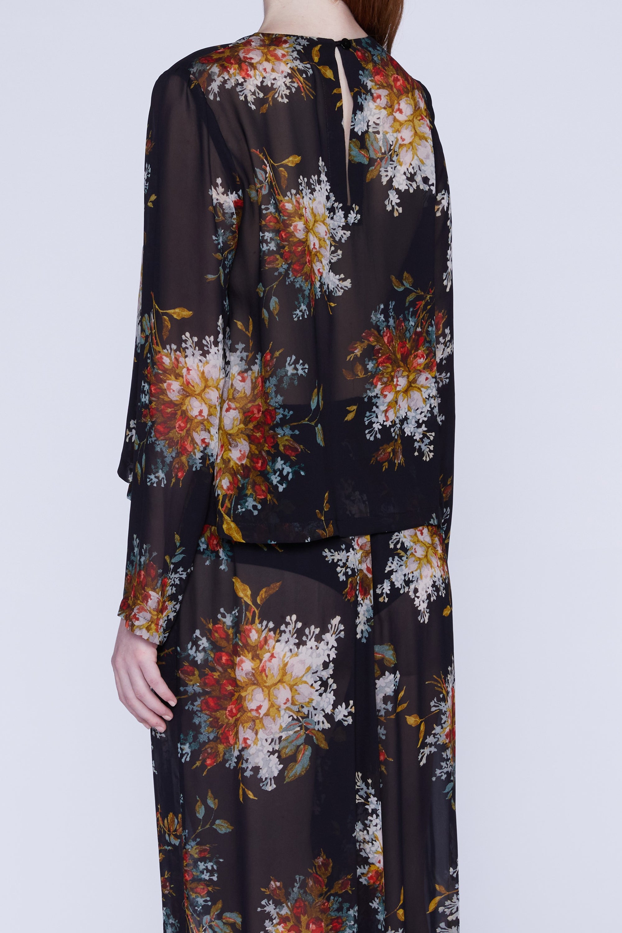 BLOUSE EN CHIFFON MANCHES LONGUES