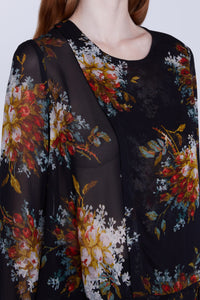 BLOUSE EN CHIFFON MANCHES LONGUES
