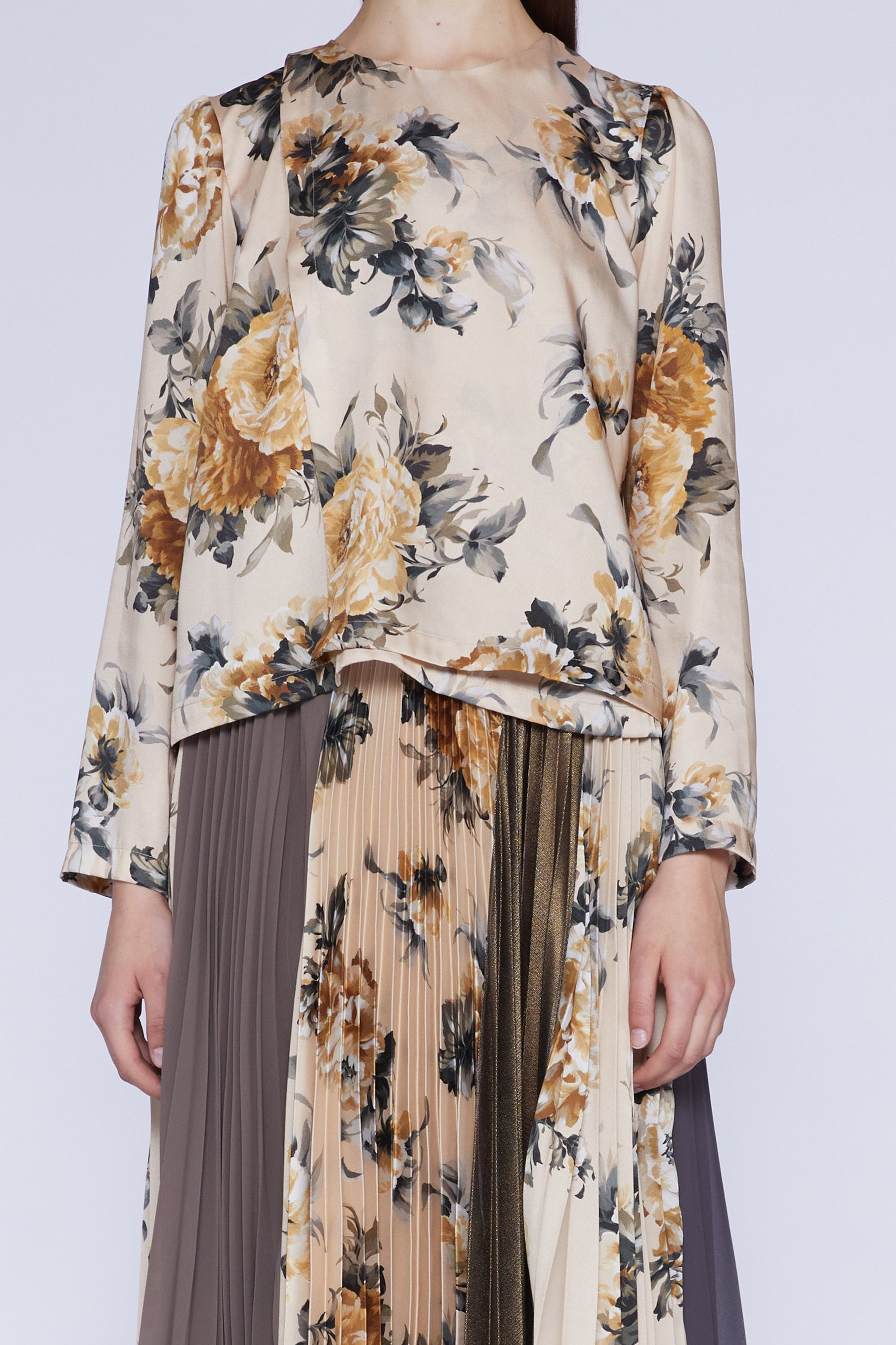 Blouse manches longues en soie - Crema Fantasia