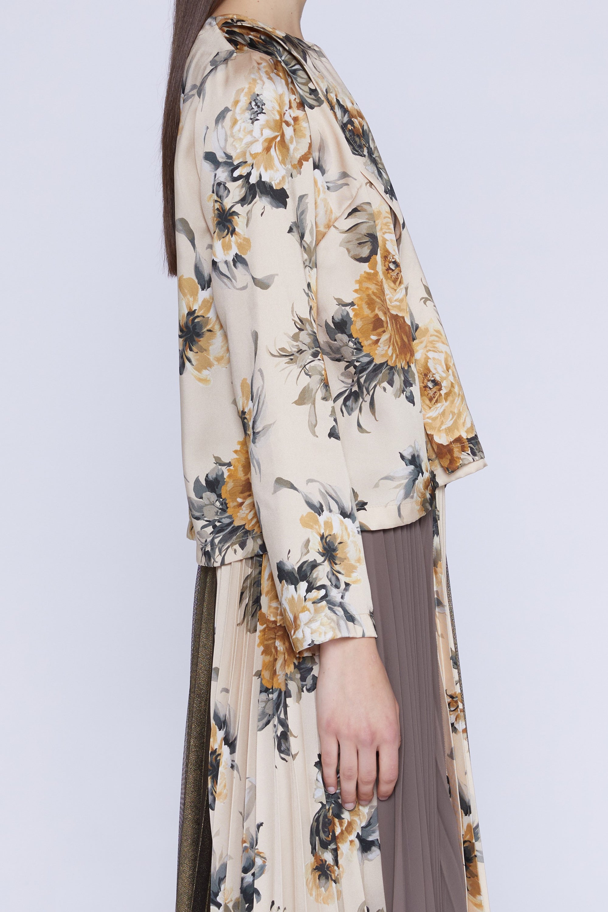 Blouse manches longues en soie - Crema Fantasia