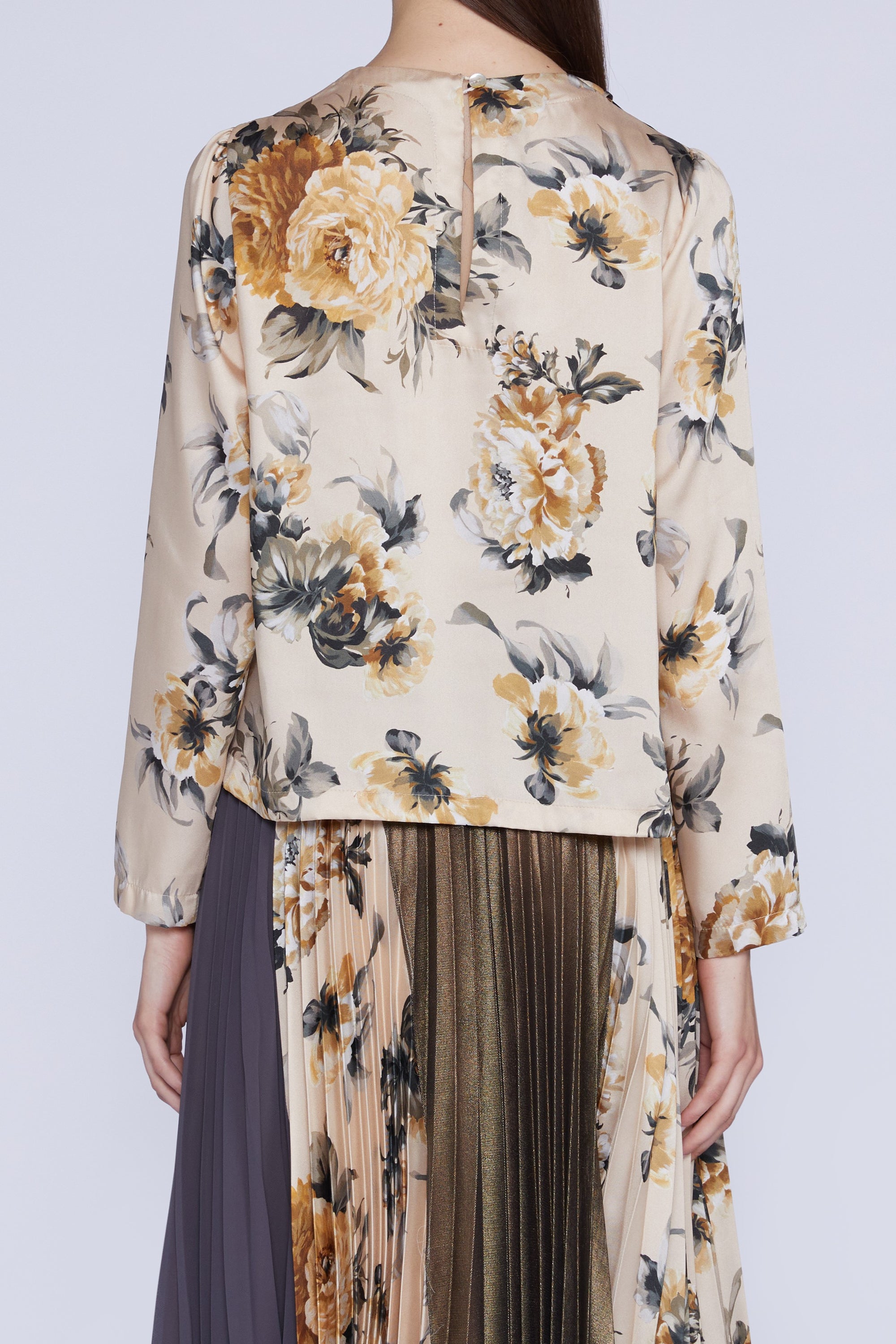 Blouse manches longues en soie - Crema Fantasia