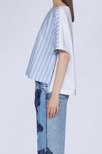 Blouse oversize manches courtes à rayures - Azzurro & Bianco
